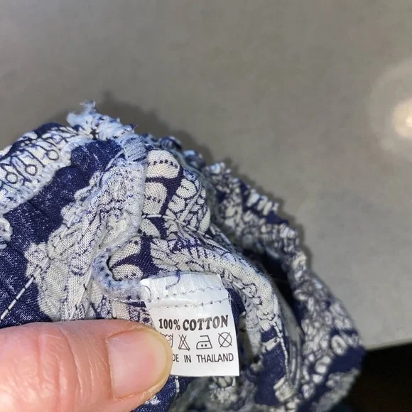 Bohemian Harem Yoga Drop Crotch Cotton Blue Elephant print romper / jumpsuit - Picture 11 of 14